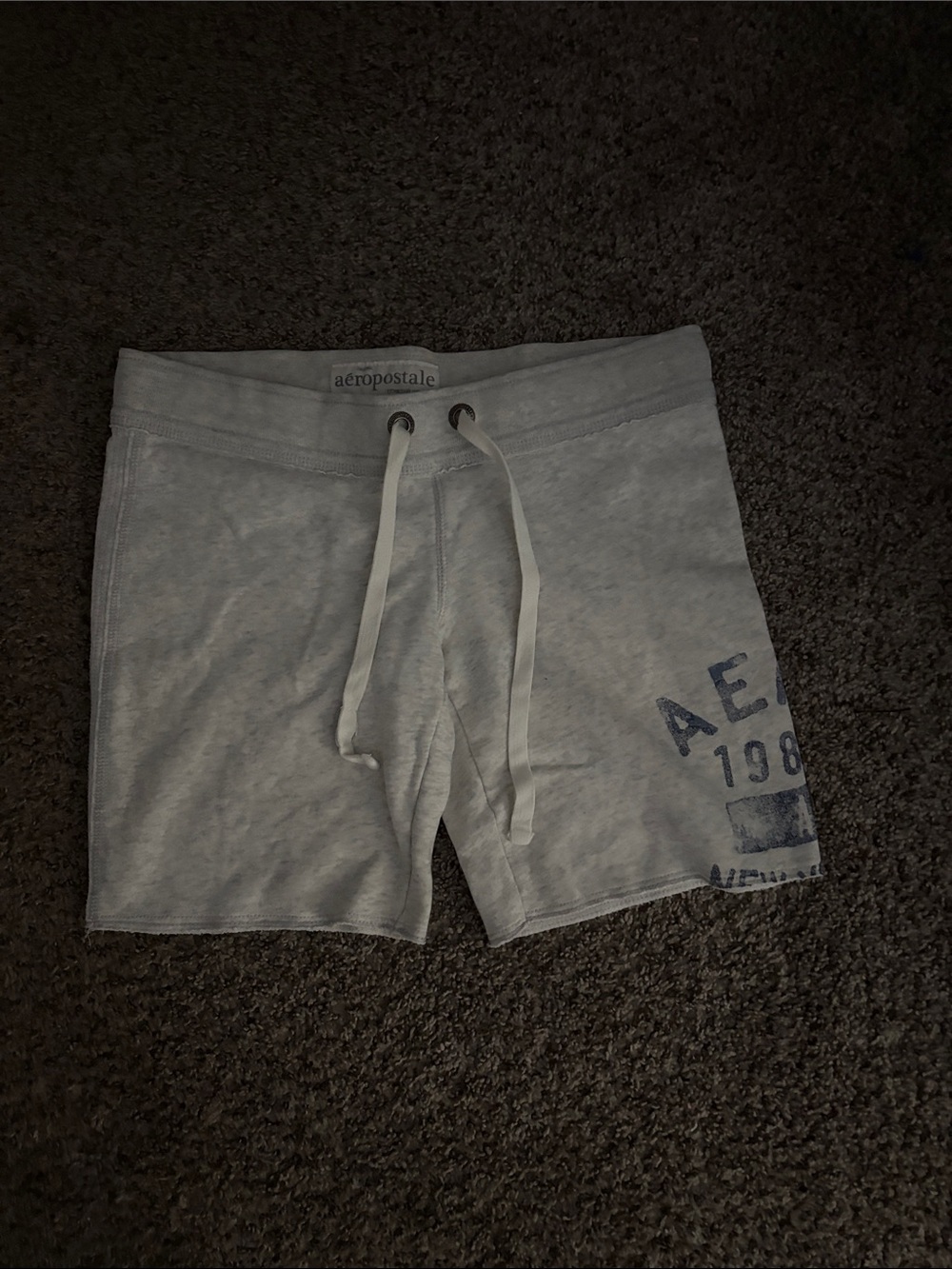 Aeropostale Light Gray Drawstring Lounge Shorts with Navy Logo